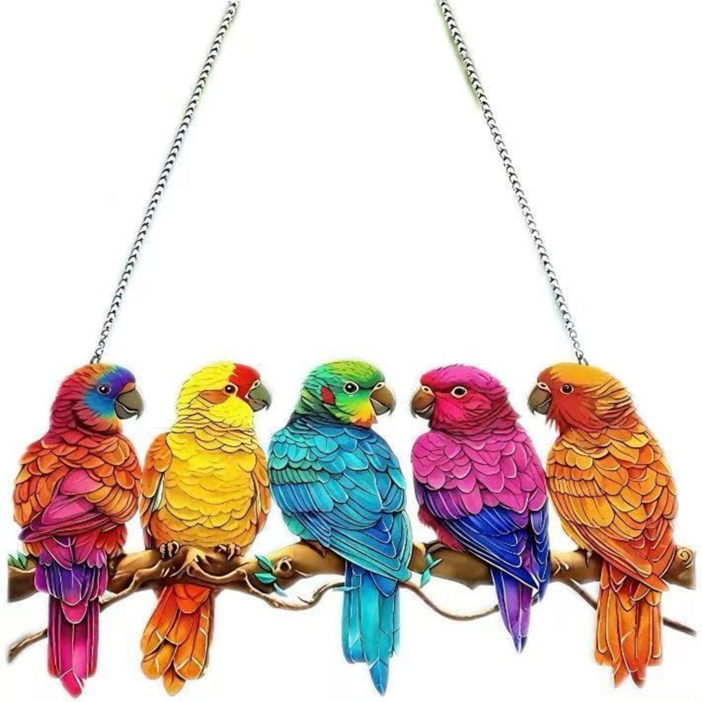 Acrylic Bird Wall Art Decor, Yifare Spirit Birds Suncatchers, Colorful Parrot🦈